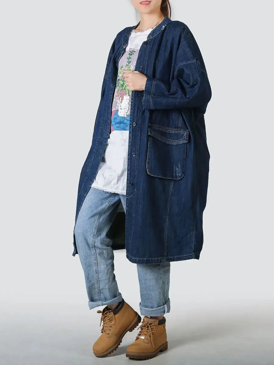 Women Spliced Loose Demin Coat