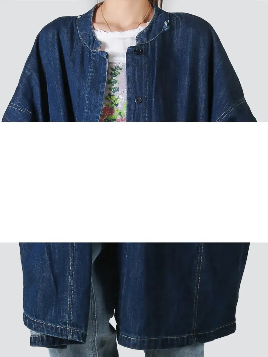 Women Spliced Loose Demin Coat