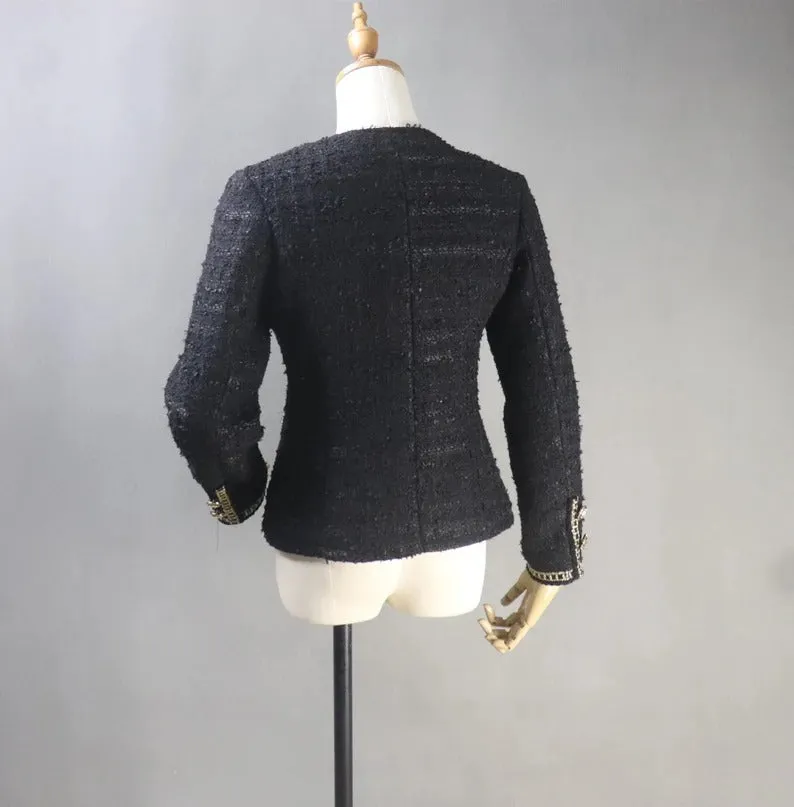 Women's CUSTOM MADE Golden Pattern Decor Jacket Blazer