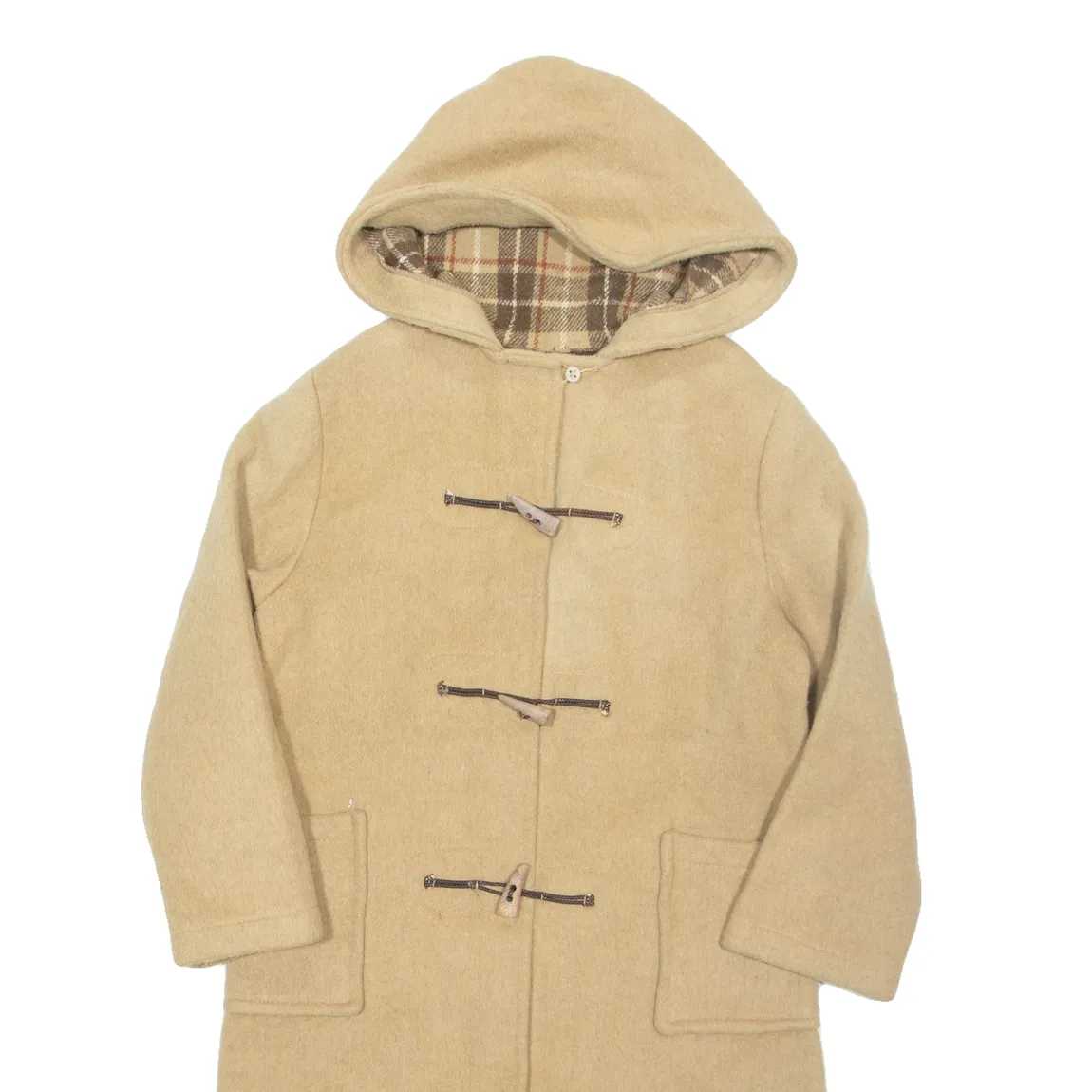 Womens Duffle Coat Beige Wool Hooded S