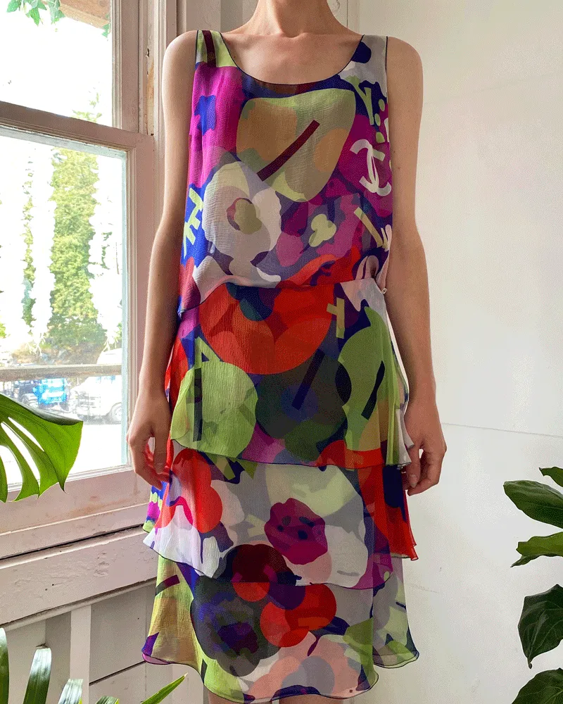 Y2K Chanel Silk Dress Set | S