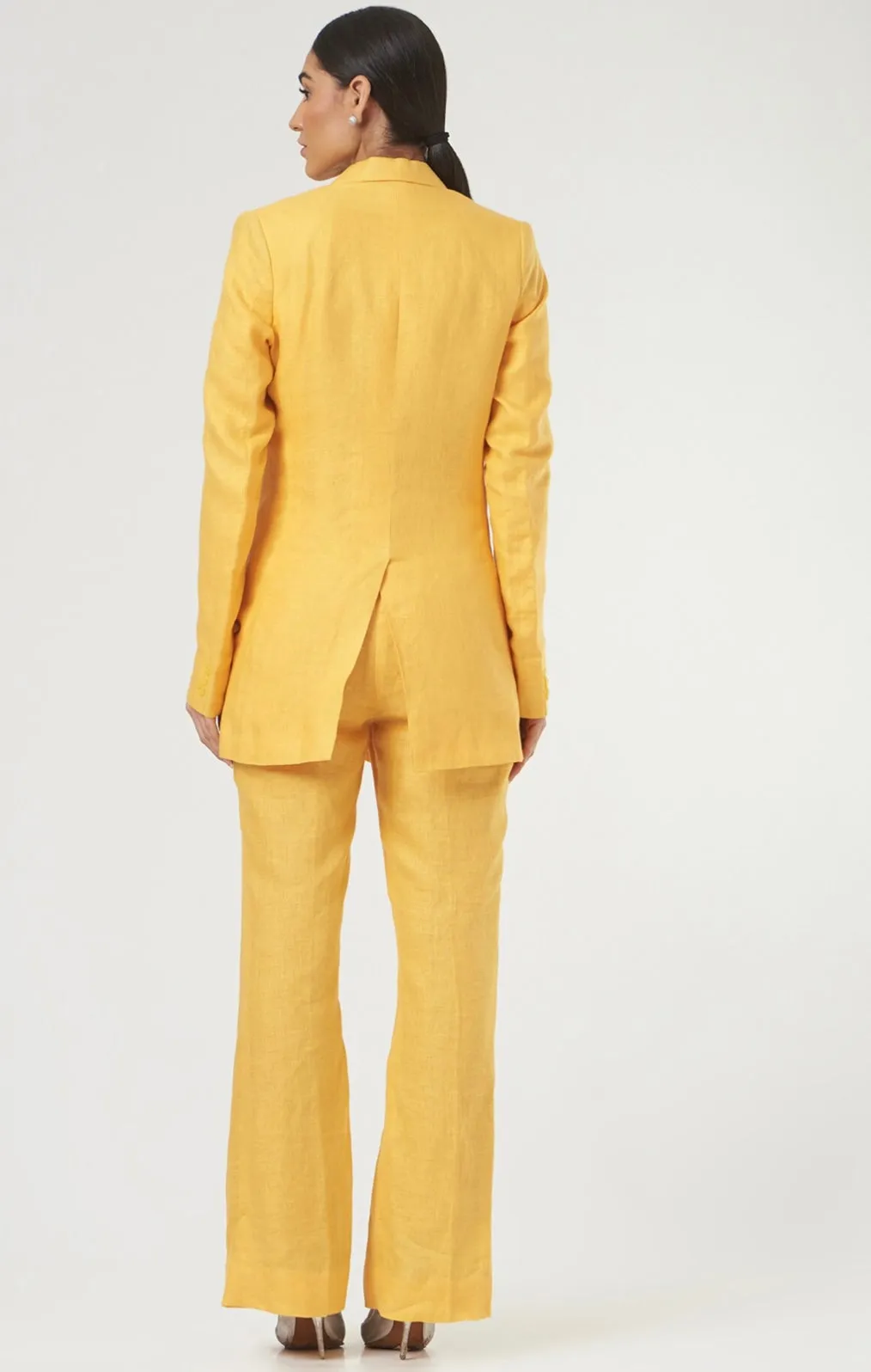 Yellow Double Breasted Formal linen blazer