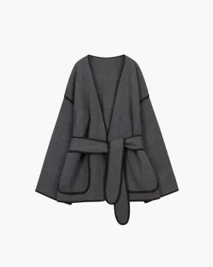 Ysolde – Vintage-inspired style – Belted grey coat