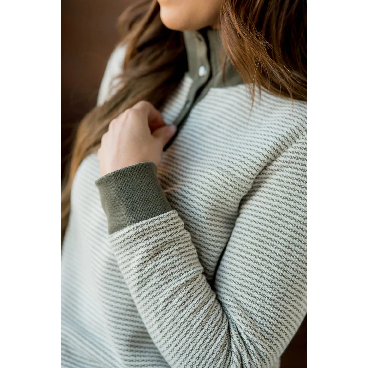 Zig Zag Button Up Pullover